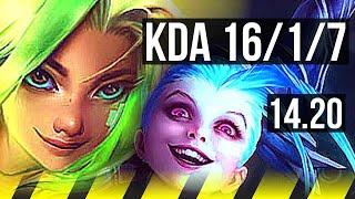 ZERI & Zoe vs JINX & Janna (ADC) | 16/1/7, Legendary | EUW Diamond | 14.20