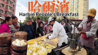 What do locals in Harbin, China's northernmost city, usually have for breakfast?