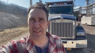 Dump Truck Unloading Dirt Winter Kenworth tri axle