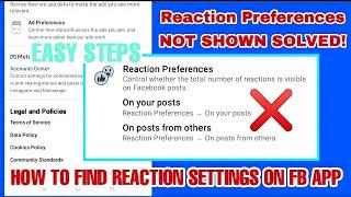 How To Find Reaction Preferences on Facebook App Settings | NOT SHOWN in facebook settings SOLVED!