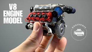 Building The Smallest V8 Engine to Scale|MAD DIY V8 @enginediy