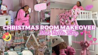 NEW!! PINK CHRISTMAS ROOM MAKEOVER (decor shopping + haul ️ decorate w/ me  surprise reveal )