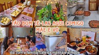 Preparando café da manhã caipira/mãe e vó Bê almoçando conosco/colheita na horta