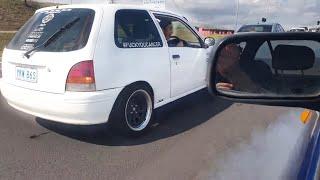 SPOTTED HIM ON OUR DRIVE HOME! Toyota Starlet Gets CHOPPED By Nissan Pulsar!