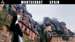 Montserrat Monastery // Day Trip from Barcelona // Walking Tour 4K // Rainy Day