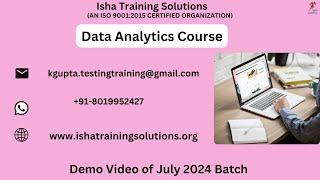 Data Analytics Course Demo Video On 16th July 2024.Call/WhatsApp us on +91-8019952427 to Enroll