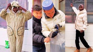 The windows of Asiya and Zekerenya’s rooms are covered with plastic film to keep them warm.