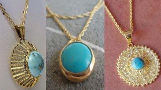 New 22k Gold and Turquois Lockets | Beautiful and Latest Feroza Lockets Collection.
