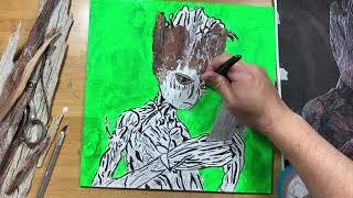 How to: Teenage Groot (Guardians of The Galaxy) TREE BARK COLLAGE Tutorial! | Nerdy Crafts Ep. 2