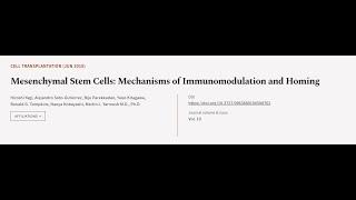 Mesenchymal Stem Cells: Mechanisms of Immunomodulation and Homing | RTCL.TV