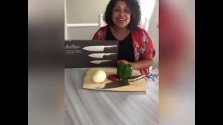 Watch me use the Chopaholic Oriental 3 Piece Chef's Knives by Jean Patrique!