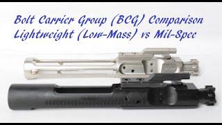 Bolt Carrier Group (BCG) Comparison - Lightweight (Low-mass) vs Civilian vs Mil-Spec