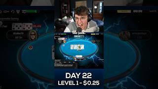 Day 22 of Attempting to Beat EVERY Spin & Go Level from 25c to $1,000!  #onlinepoker #poker