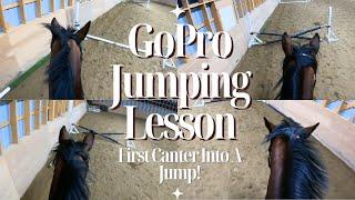 FIRST CANTER INTO A JUMP! | GoPro Horse Riding Lesson