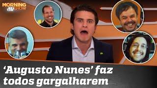 André Marinho faz bancada gargalhar com imitação de Augusto Nunes