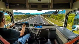 CV truck Driving Volvo fh13 500- SPAIN Villalonga to AP7 direction Valencia cockpit view 4K