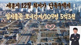 세종시 12월  입지 좋은 코너각지 최저가 단독주택지 급,급매/(109평 5억3천)