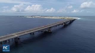 Built by Chinese: Aerial view of China-Maldives Friendship Bridge