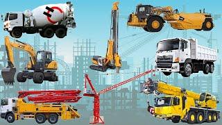 Types of Building Construction Heavy Equipment |  Scrapper, Excavator, Dump truck, Truck mixer