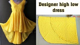 Stylist Full umbrella high low dress easy cutting and stitching step by step in hindi