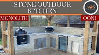 ALFRESCO OUTDOOR KITCHEN | STONE BUILD | OONI PIZZA OVEN | MONOLITH CLASSIC KAMADO