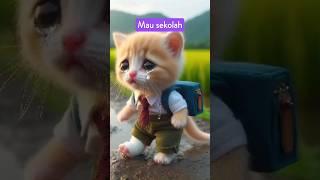 si kucing mau sekolah | kisah kucing sedih bikin nangis #shortvideo #cat #kucingsedih