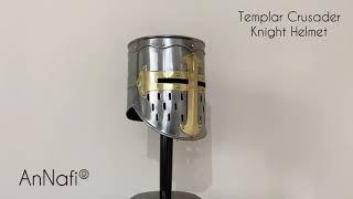 AnNafi® Medieval Templar Crusader Knight Armor Helmet Silver Gold Antique Helm A+ Wearable Free-Size