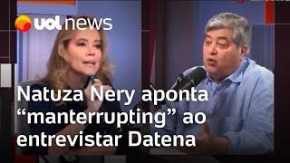 Natuza Nery se irrita e aponta 'manterrupting' de Datena em entrevista: 'Me deixa terminar'