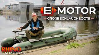 Großes Schlauchboot: Rhino Elektro Außenbord-Motoren am großen Schlauchboot