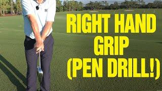 3 KEYS TO A GREAT RIGHT HAND GOLF GRIP ("MUST SEE" PEN DRILL)!!