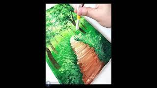 Dream with Calm Forest Acrylic Painting | Relaxing Nature Art