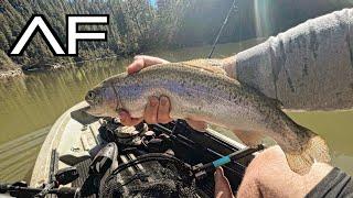 KAYAK FISHING FOR HUGE ARIZONA TROUT AT BLUE RIDGE RESERVOIR!!! (Quick Limit)