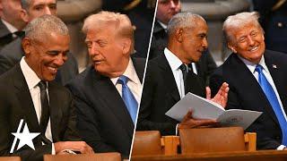 Donald Trump & Barack Obama Laugh Together At Jimmy Carter’s Funeral