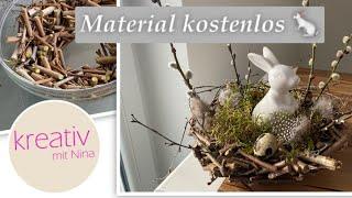Holzschale aus Ästen selber machen ️ kostenlose Dekoration Osterdeko 2024 DIY mit Naturmaterialien