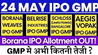 Belrise Industries IPO GMP  Leela Hotels IPO GMP  Aegis Vopak IPO GMP  Borana Weaves IPO GMP