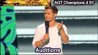 Drew Lynch stuttering Stand Up Comedian FUNNY Audition | America's Got Talent Champions 4 AGT