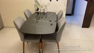 Indiskie Art Deco Four Seater Dining Table Stainless Steel Rose Gold Finish Delivery All Over India