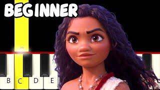 Moana 2 Teaser Trailer - Fast and Slow (Easy) Piano Tutorial - Beginner