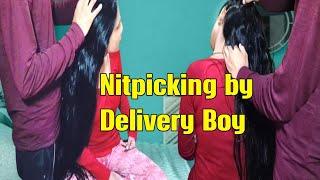 Sleeping time LIVE Nitpicking by Man| Long hairplay by man| Long hair combing |#hairplay #longhair