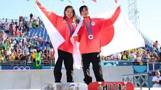 Silver medalist Liz Akama reaction following women's street skateboarding｜Paris 2024 Olympics 赤間凛音