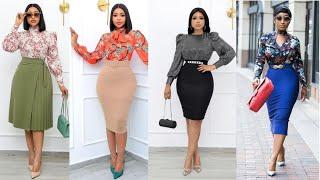 Trendy Official Skirt Outfit for ladies 2025; Office work wear for ladies