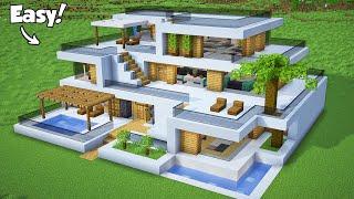 Minecraft: How to Build a Modern House Tutorial (Easy) #48 - Interior in Description!