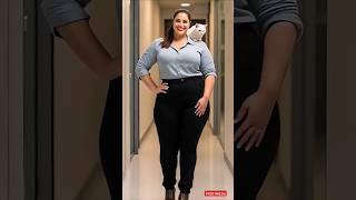 Stylish Confident Woman with White Cat | AI Art Perfection 