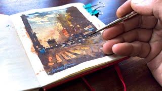 Watercolor Street Scene Tutorial for Beginners ~ Sunset Watercolor Painting Tutorial