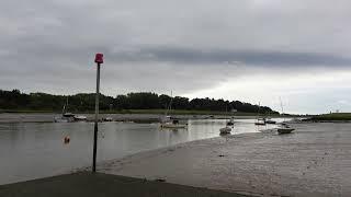 River Deben walk at low tide on a moody morning