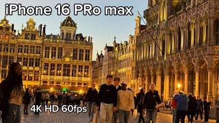 [4K] HDR Brussels evening walking tour. iPhone 16pro max camera test 60 fps.