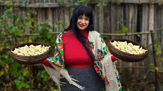 Beautiful Girl in Village Cooks Traditional Ukrainian Dish! Traditional Varenyky (Dumplings) Recipe