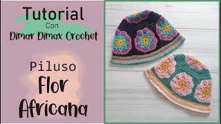 [PASO A PASO] Como hacer un GORRO PILUSO de GRANNY FLOR AFRICANA. Crochet Fácil y sencillo