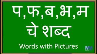 प, फ, ब, भ, म चे शब्द । प, फ, ब, भ, म असलेले शब्द | वाचन सराव । Words with Pictures | Compilation