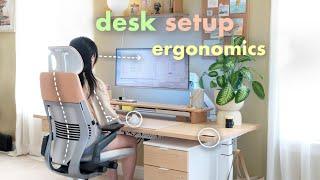 desk setup ergonomics‍️ | standing desk, ergonomic chair, tech, posture
